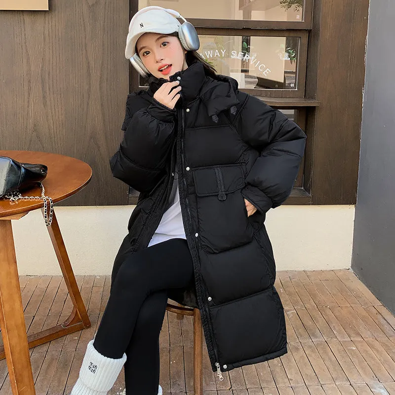 Relaxed-fit Knee-length Puffer Coat with Bellows Pocket