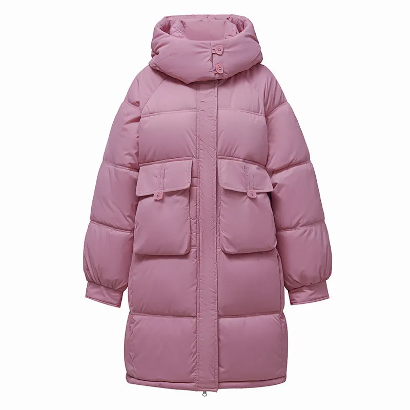 Relaxed-fit Knee-length Puffer Coat with Bellows Pocket