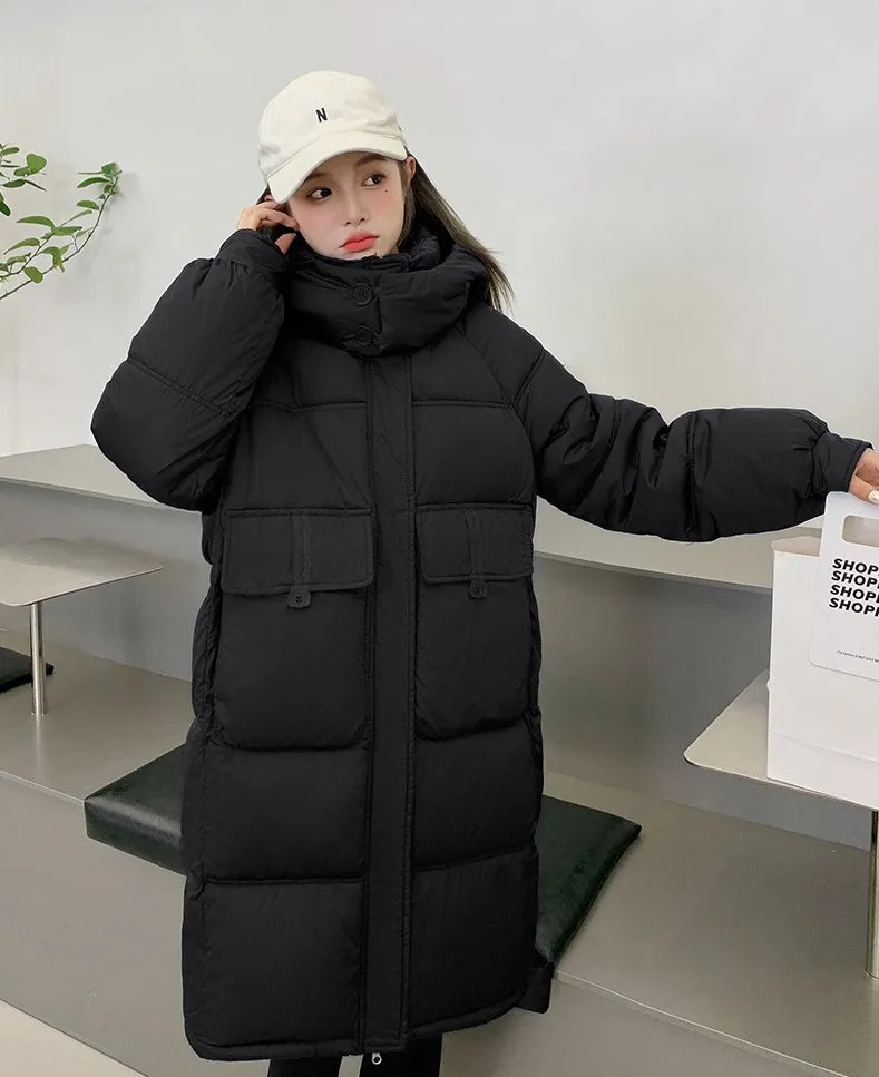 Relaxed-fit Knee-length Puffer Coat with Bellows Pocket