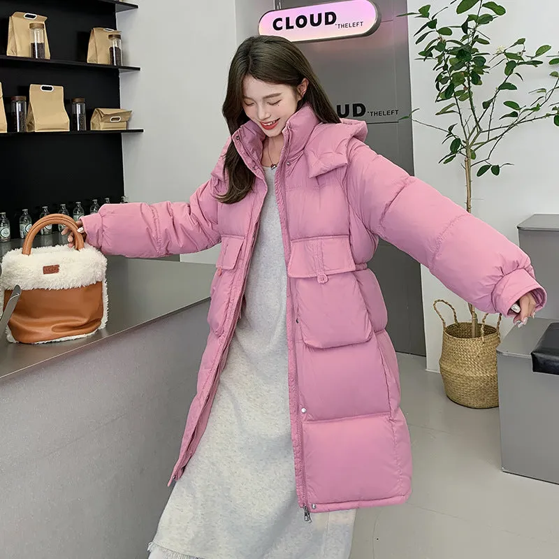 Relaxed-fit Knee-length Puffer Coat with Bellows Pocket