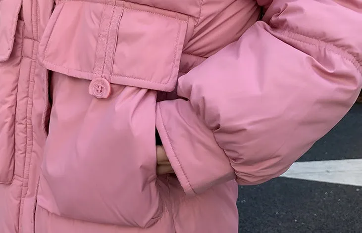 Relaxed-fit Knee-length Puffer Coat with Bellows Pocket