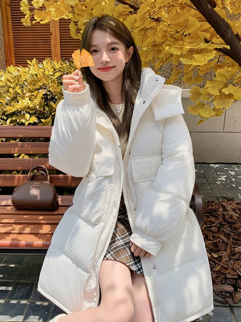 Relaxed-fit Knee-length Puffer Coat with Bellows Pocket