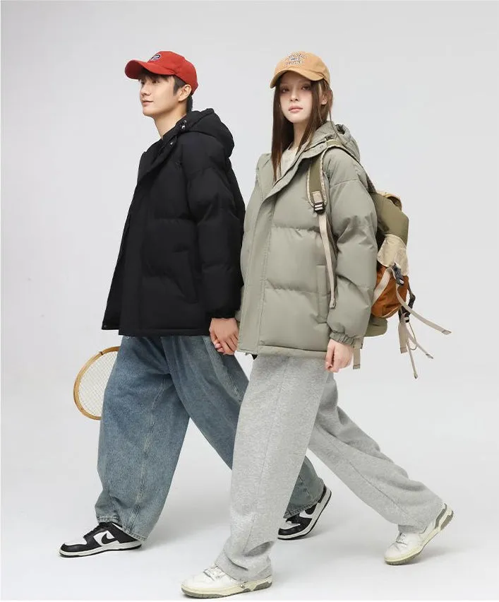 Relaxed-Fit Quilted Puffer Jacket with Thickened Padding