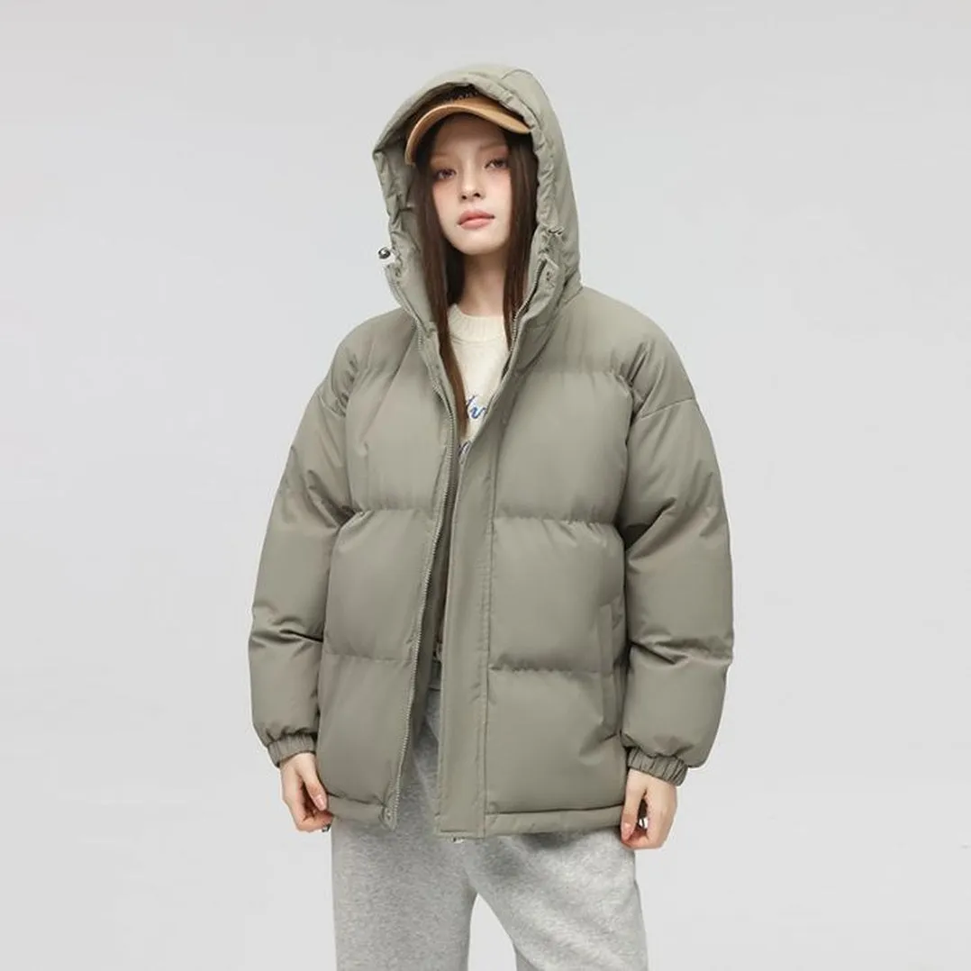 Relaxed-Fit Quilted Puffer Jacket with Thickened Padding