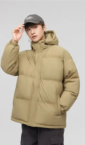 Relaxed-Fit Quilted Puffer Jacket with Thickened Padding