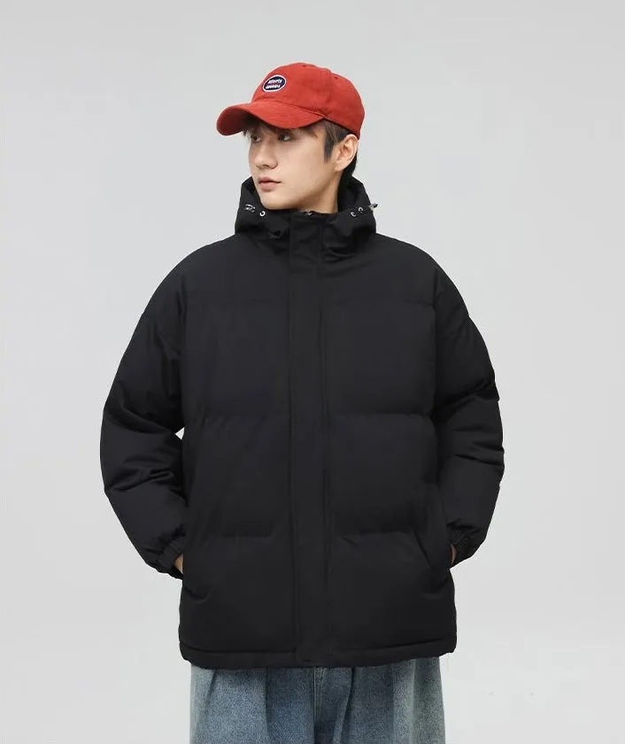 Relaxed-Fit Quilted Puffer Jacket with Thickened Padding