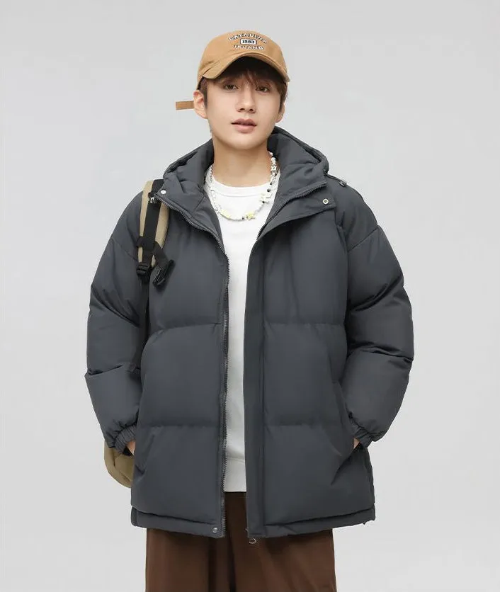 Relaxed-Fit Quilted Puffer Jacket with Thickened Padding
