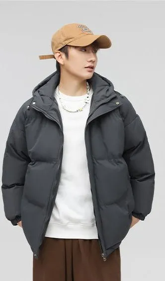 Relaxed-Fit Quilted Puffer Jacket with Thickened Padding