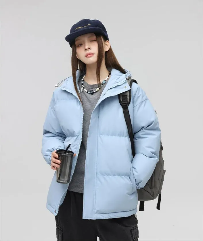 Relaxed-Fit Quilted Puffer Jacket with Thickened Padding