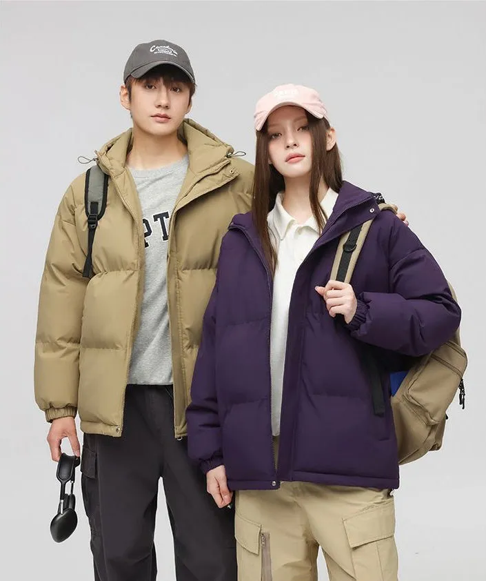 Relaxed-Fit Quilted Puffer Jacket with Thickened Padding