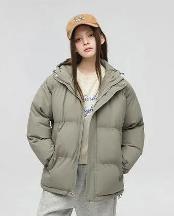 Relaxed-Fit Quilted Puffer Jacket with Thickened Padding