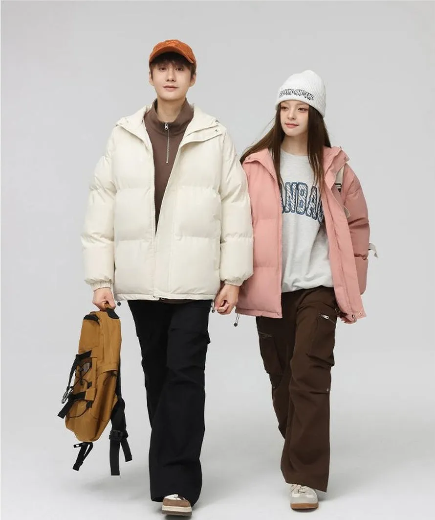 Relaxed-Fit Quilted Puffer Jacket with Thickened Padding