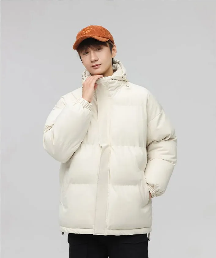 Relaxed-Fit Quilted Puffer Jacket with Thickened Padding