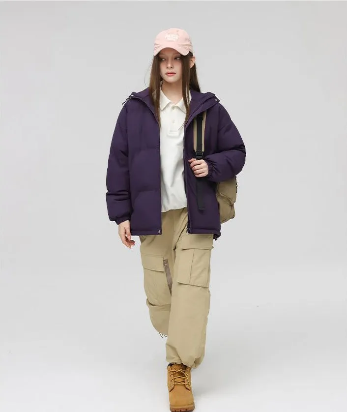 Relaxed-Fit Quilted Puffer Jacket with Thickened Padding