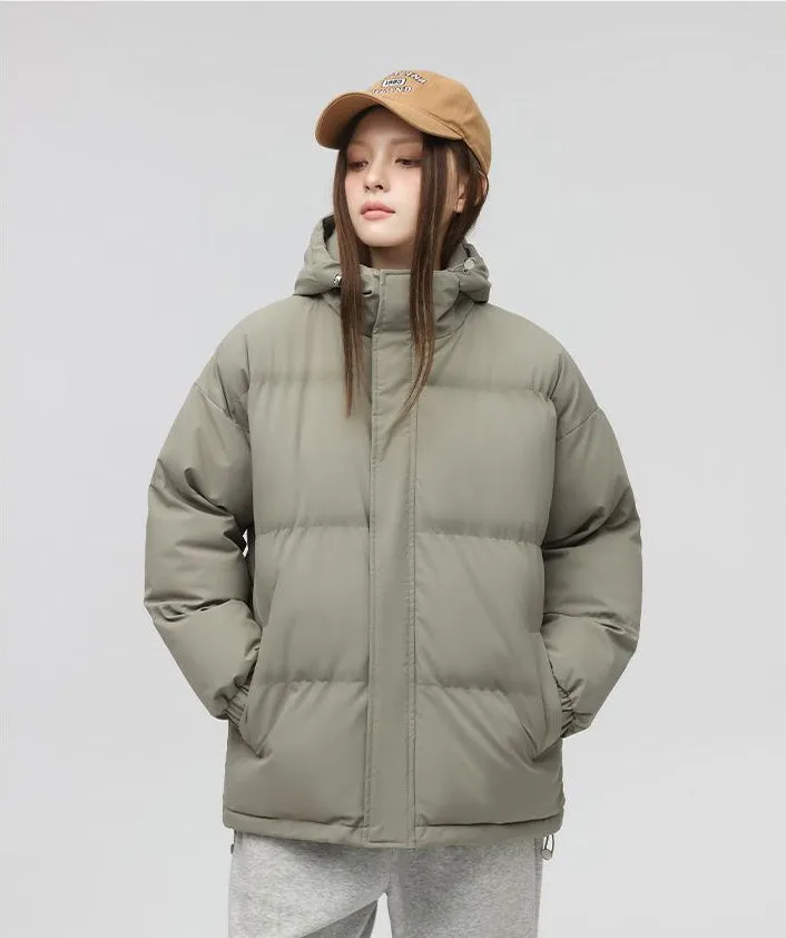 Relaxed-Fit Quilted Puffer Jacket with Thickened Padding