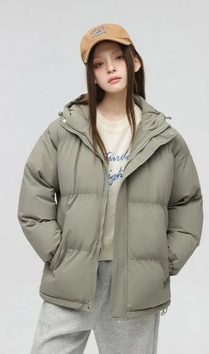 Relaxed-Fit Quilted Puffer Jacket with Thickened Padding