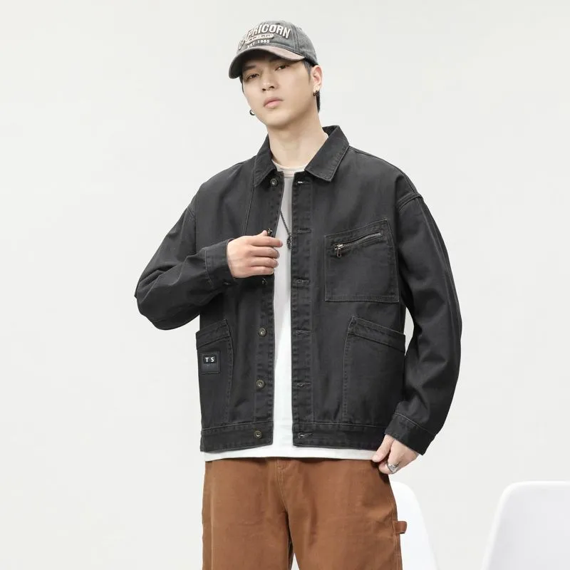 Relaxed-Fit Trucker Jacket with Label Detailing for Men