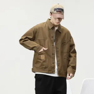 Relaxed-Fit Trucker Jacket with Label Detailing for Men