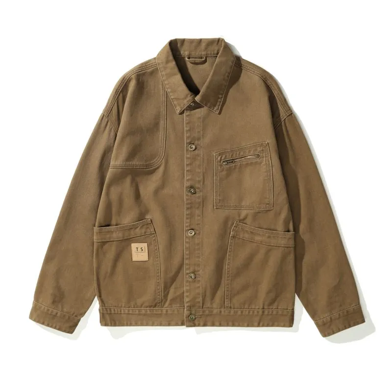 Relaxed-Fit Trucker Jacket with Label Detailing for Men