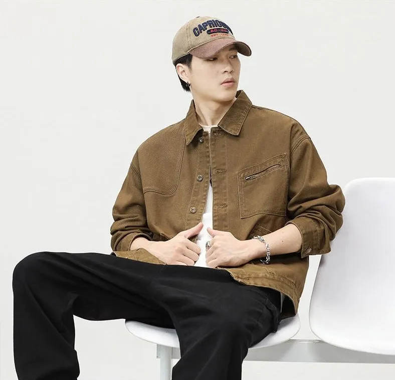 Relaxed-Fit Trucker Jacket with Label Detailing for Men