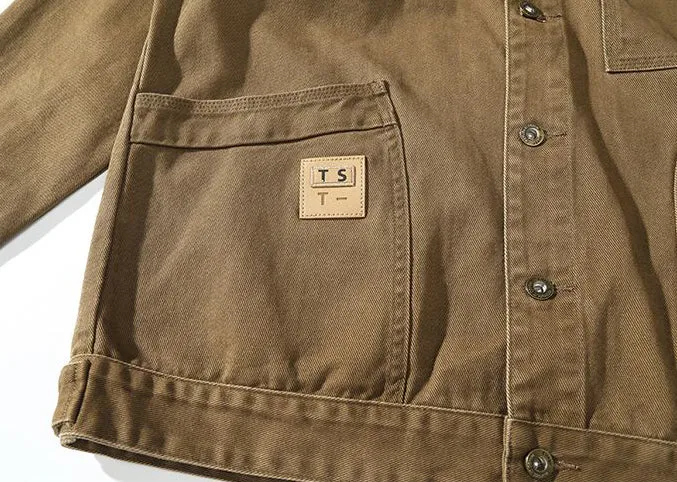 Relaxed-Fit Trucker Jacket with Label Detailing for Men