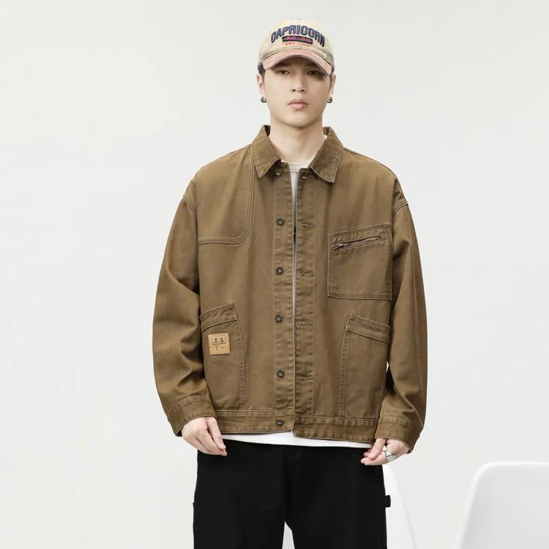 Relaxed-Fit Trucker Jacket with Label Detailing for Men