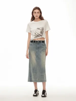 Retro Fishtail Denim Skirt