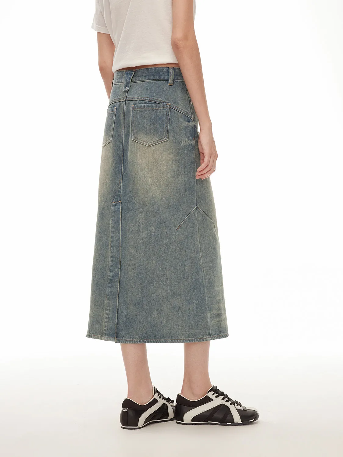 Retro Fishtail Denim Skirt