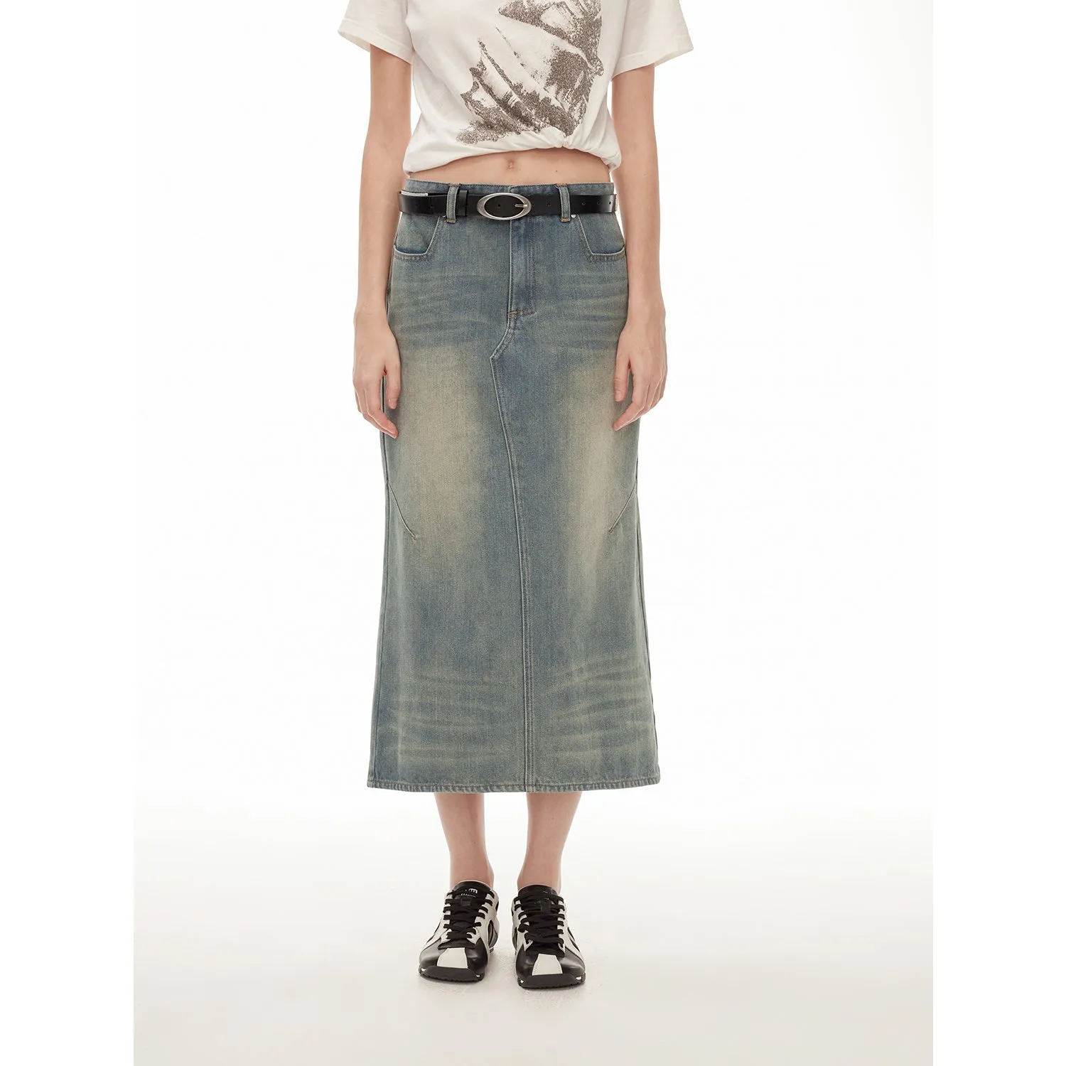 Retro Fishtail Denim Skirt