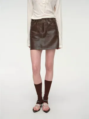 Retro Sheepskin A-Line Mini Skirt