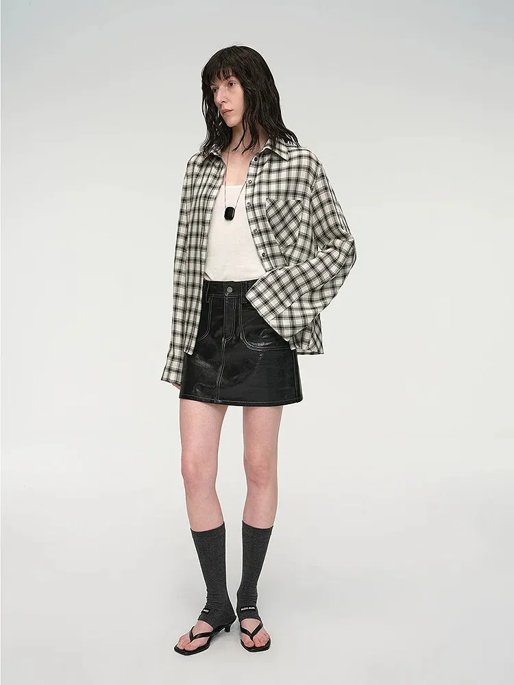 Retro Sheepskin A-Line Mini Skirt