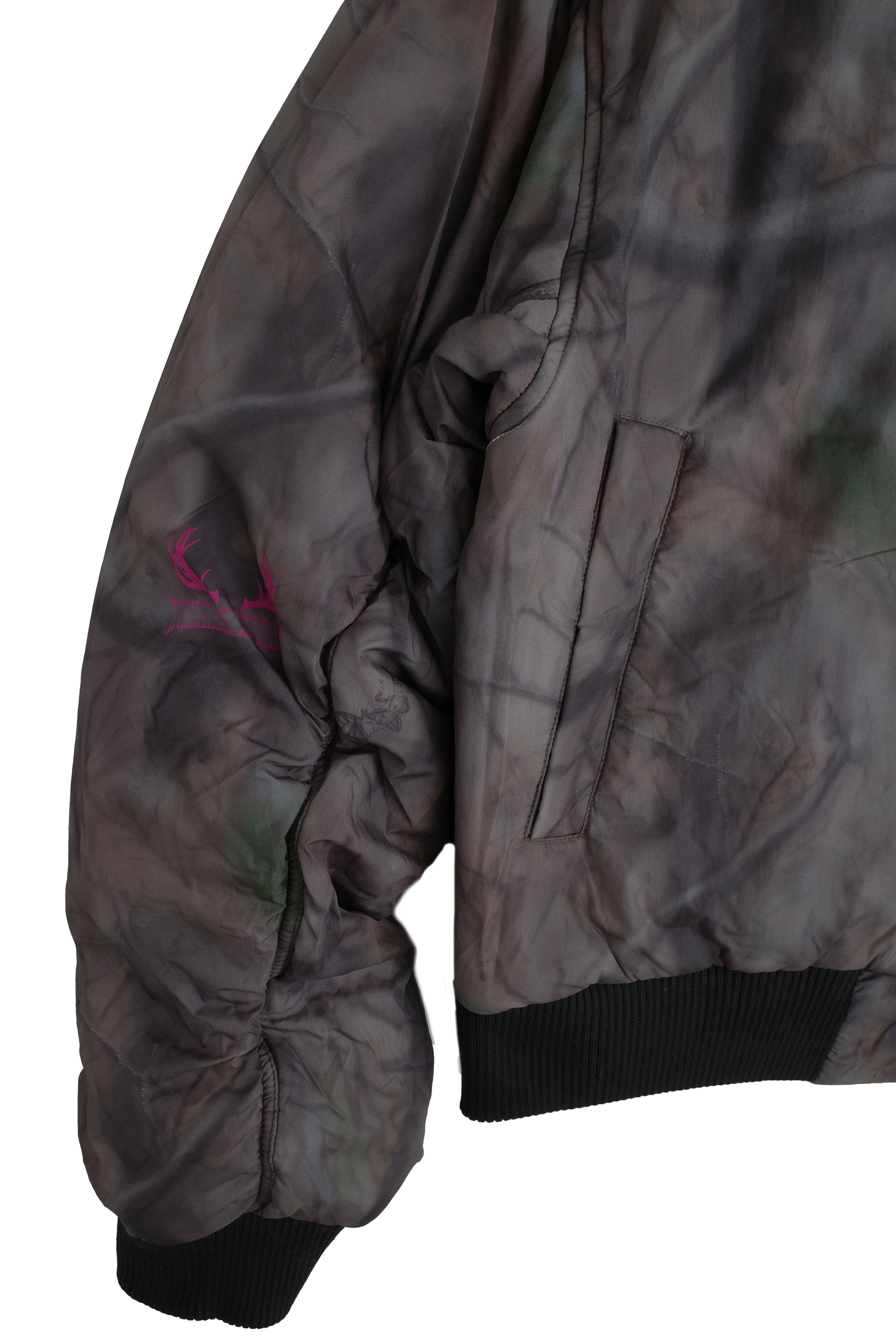 Reversible Black nylon/Airbrush camo Bomber jacket