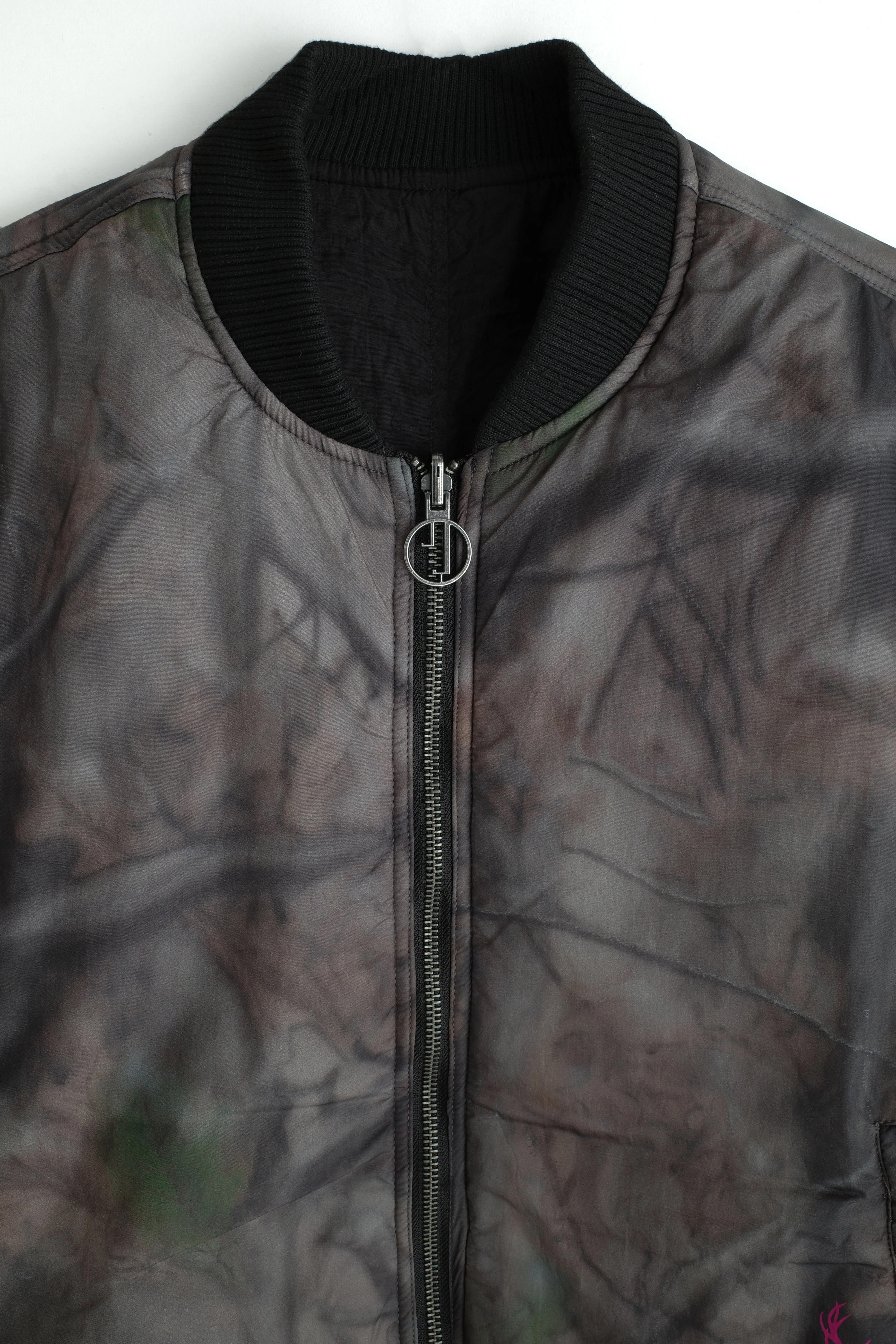 Reversible Black nylon/Airbrush camo Bomber jacket
