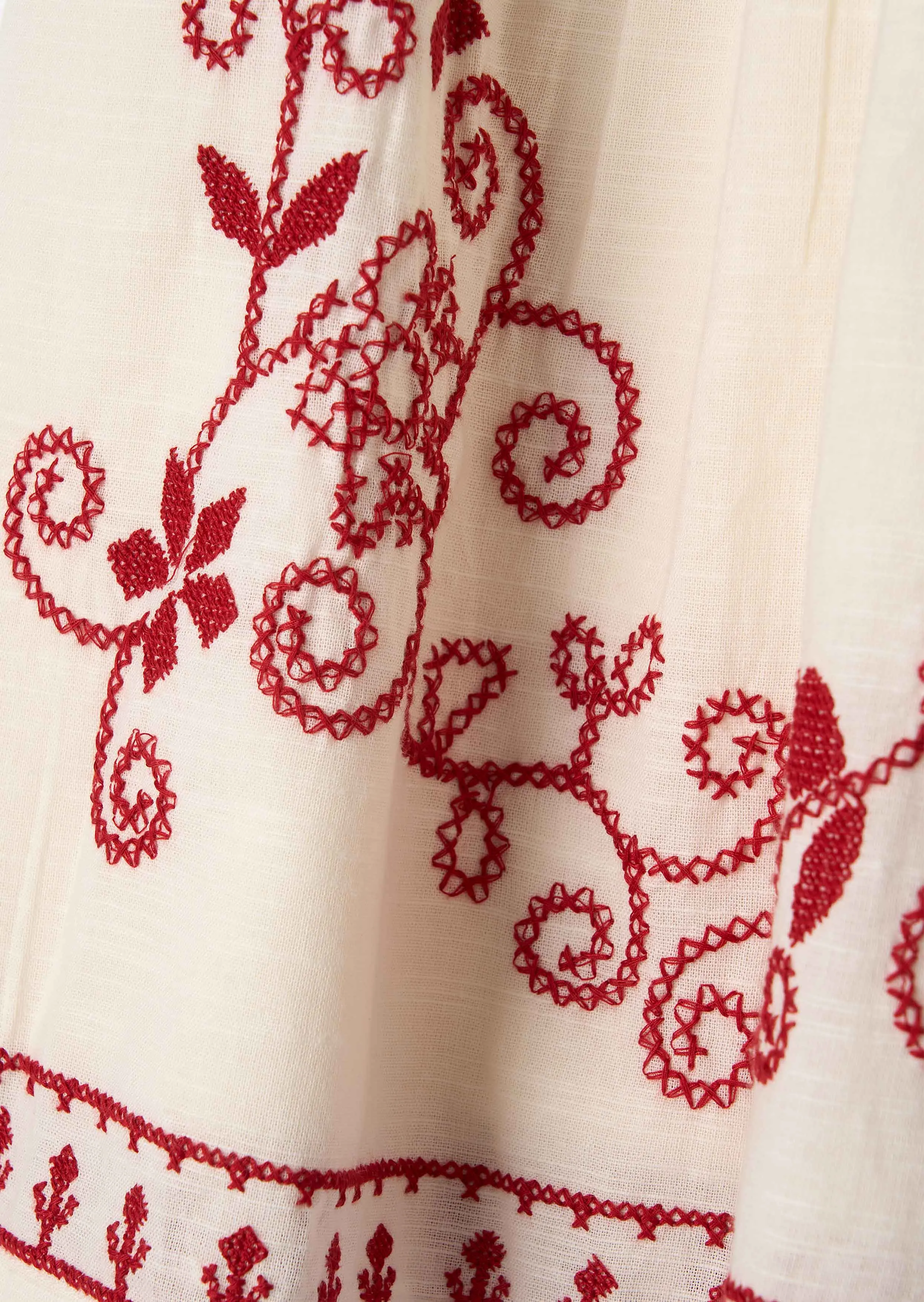 Reyna Nude Embroidered Swing Dress