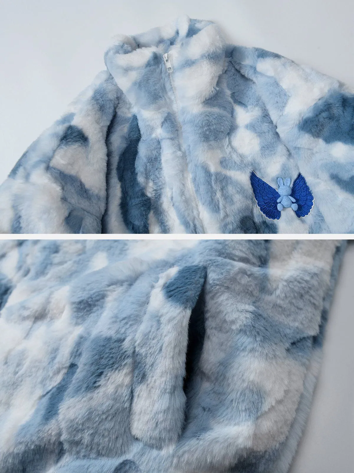 Rimiro - Tie Dye Angel Bunny Label Sherpa Coat