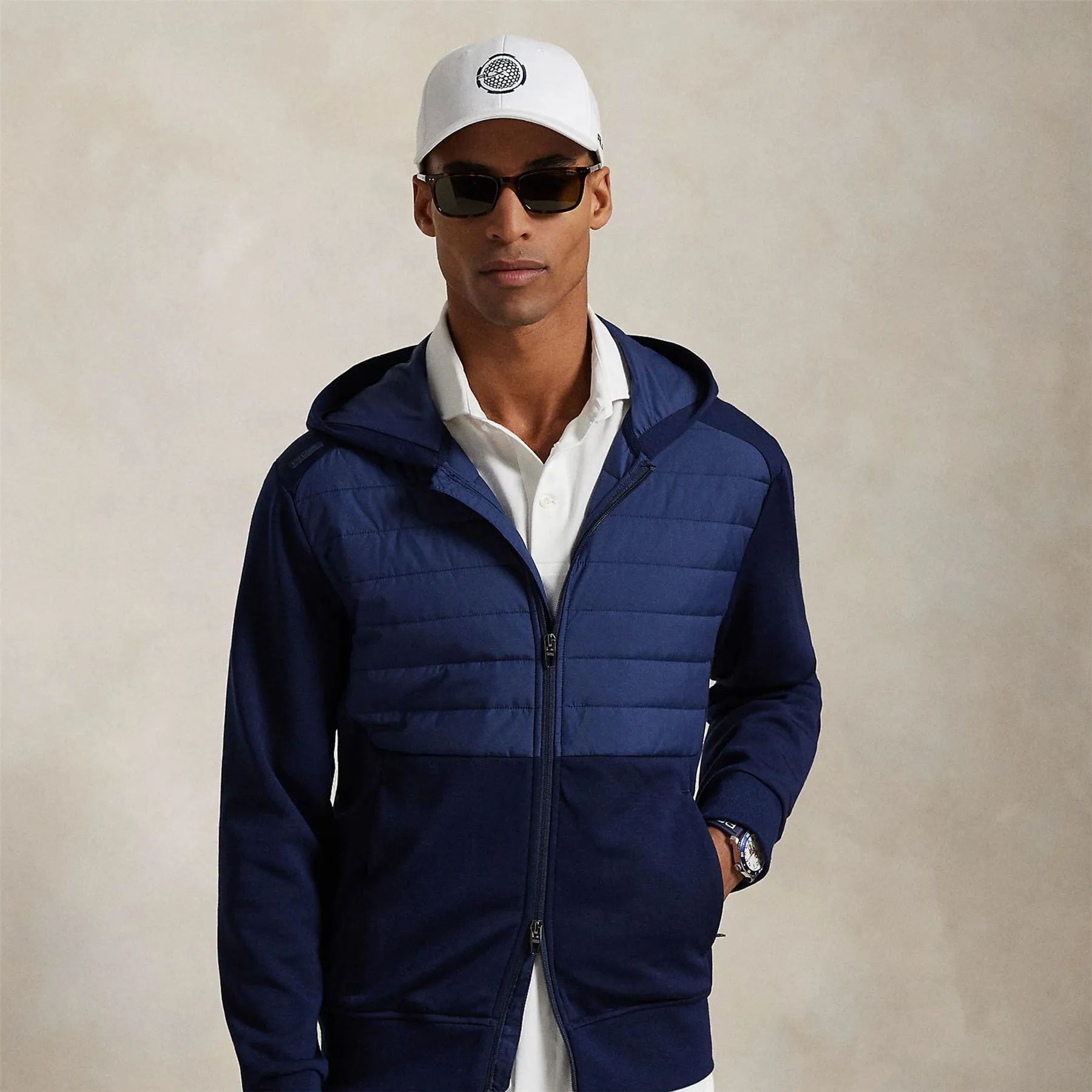 RLX Full Zip Heavytech Wool Hooded Hybrid Jacket Refined Navy