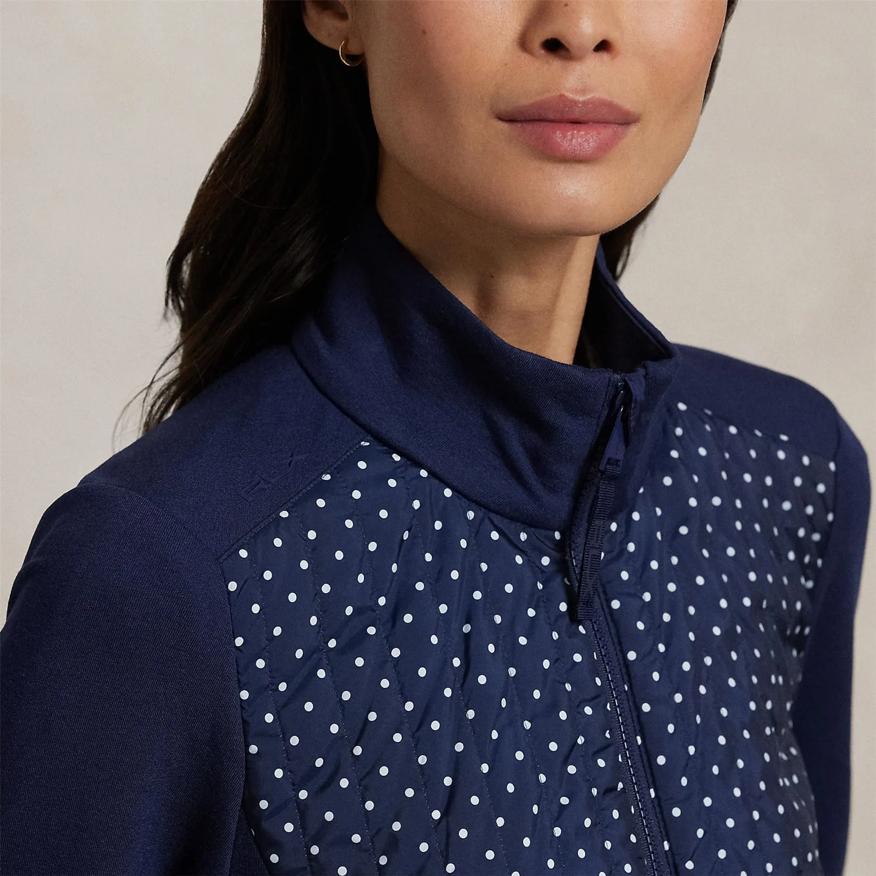 RLX Full Zip Perforated Wool Jacket Refined Navy Polka Dot
