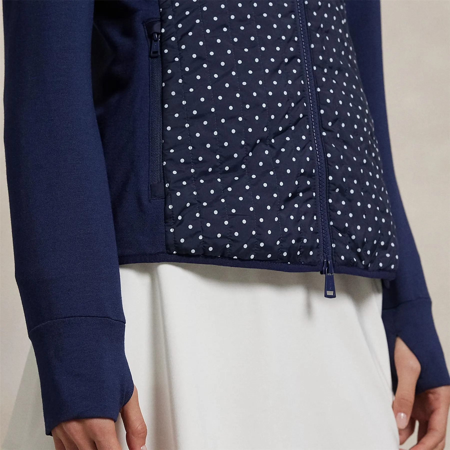 RLX Full Zip Perforated Wool Jacket Refined Navy Polka Dot