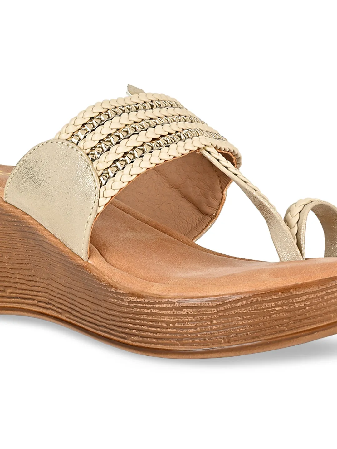 Rocia By Regal Beige Women Kolhapuri Wedges