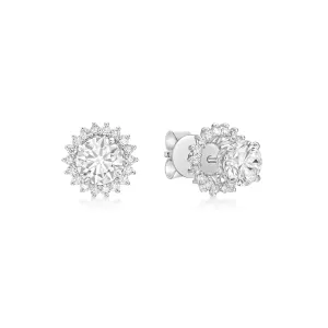 Round Brilliant Diamond  Earrings With Detachable Diamond Halo Jackets (Style 2)