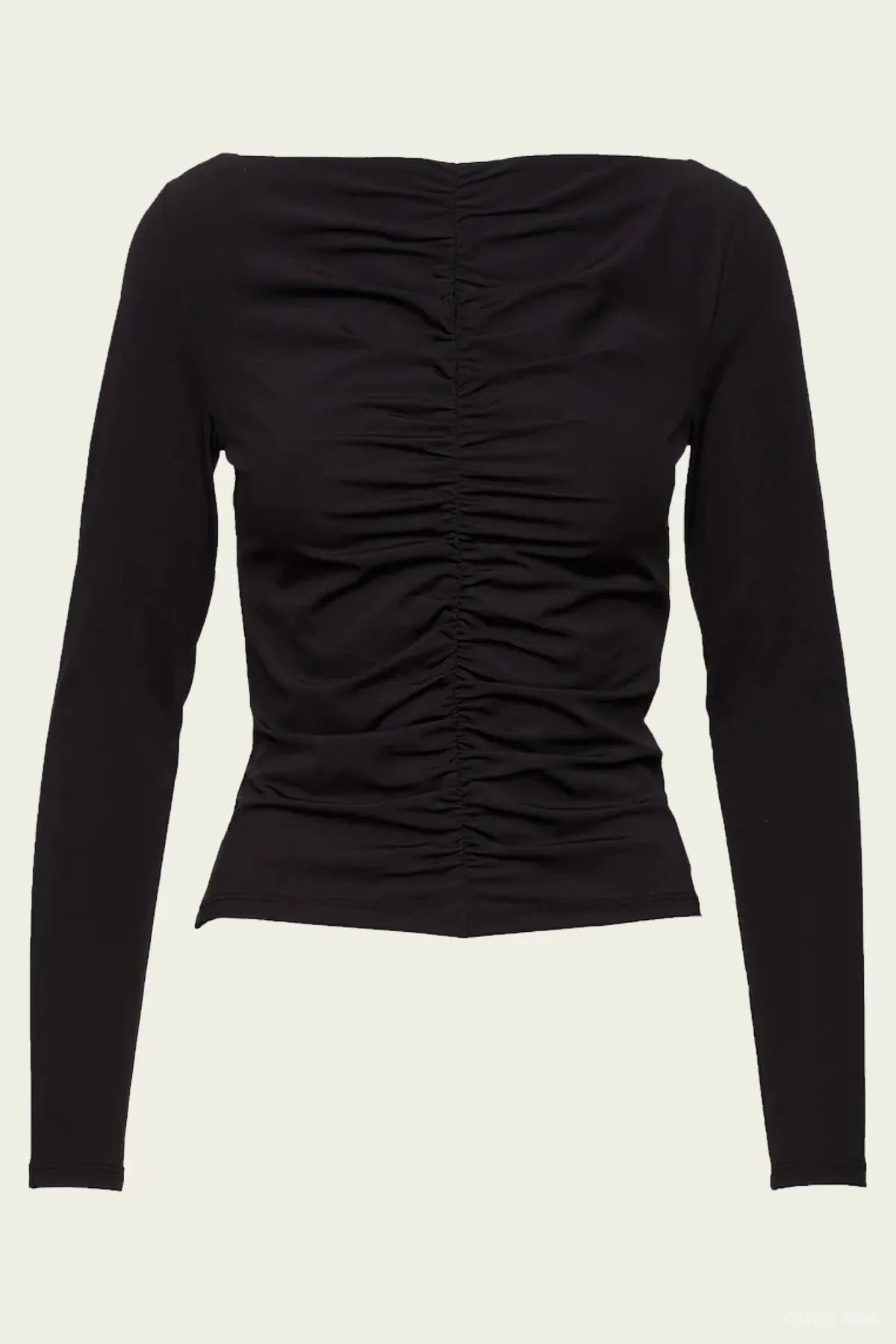 Ruched Long Sleeve Top in Black