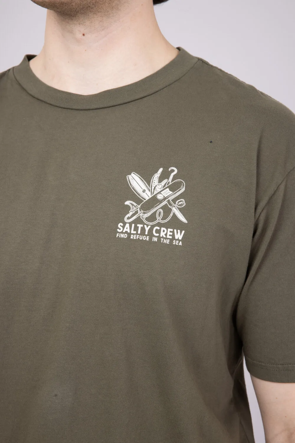 Salty Crew Pocket Knife T-Shirt for Men in Dusty Olive | 20035816-DUSTYOLIVE
