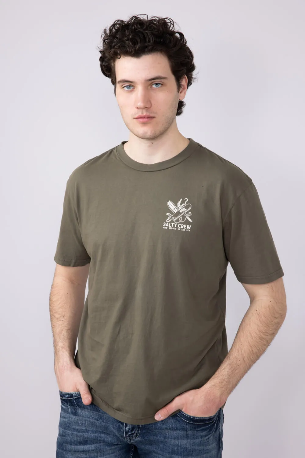 Salty Crew Pocket Knife T-Shirt for Men in Dusty Olive | 20035816-DUSTYOLIVE