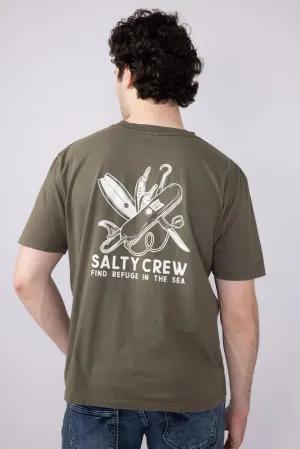 Salty Crew Pocket Knife T-Shirt for Men in Dusty Olive | 20035816-DUSTYOLIVE