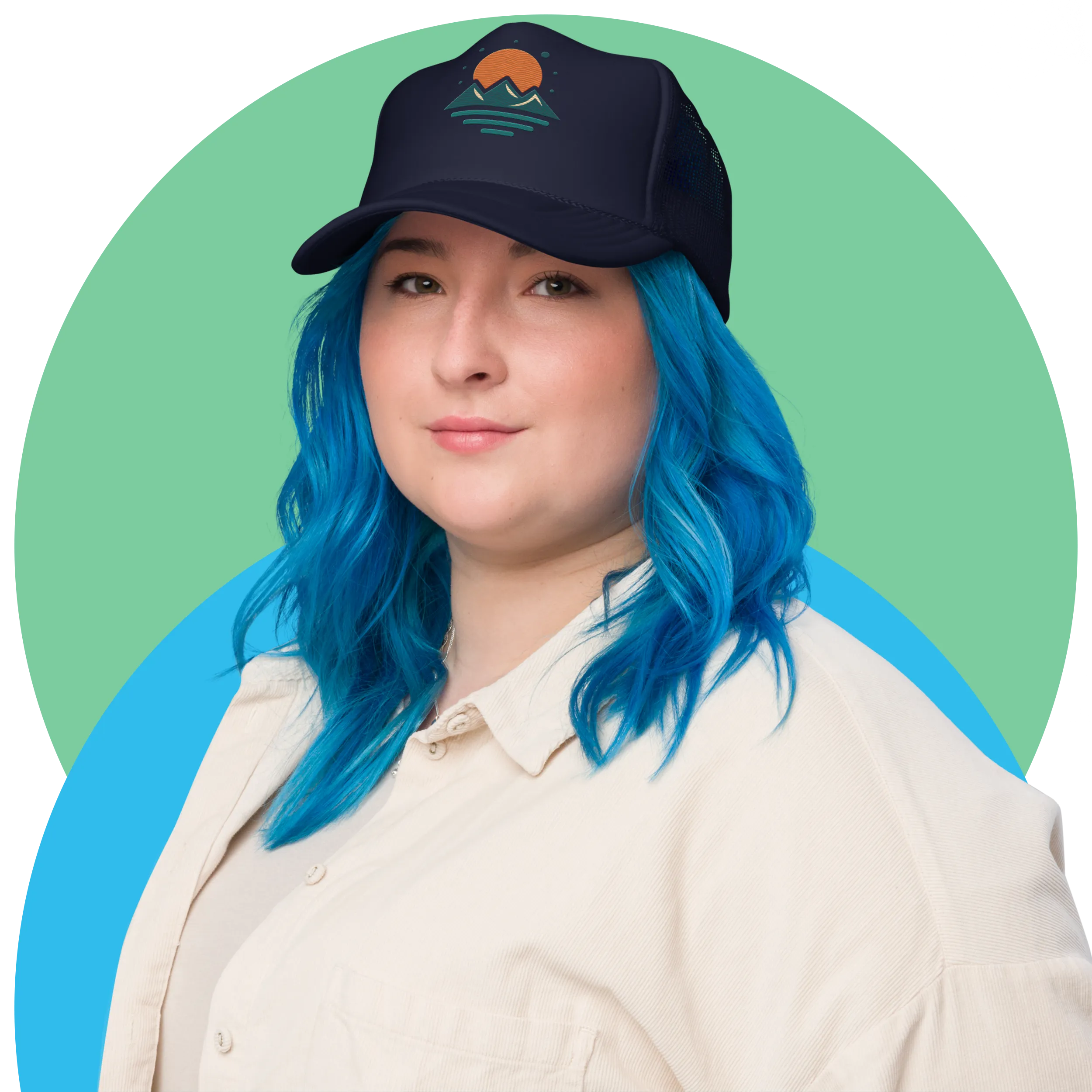 Sea, Mountain, and Sun Foam Trucker Hat