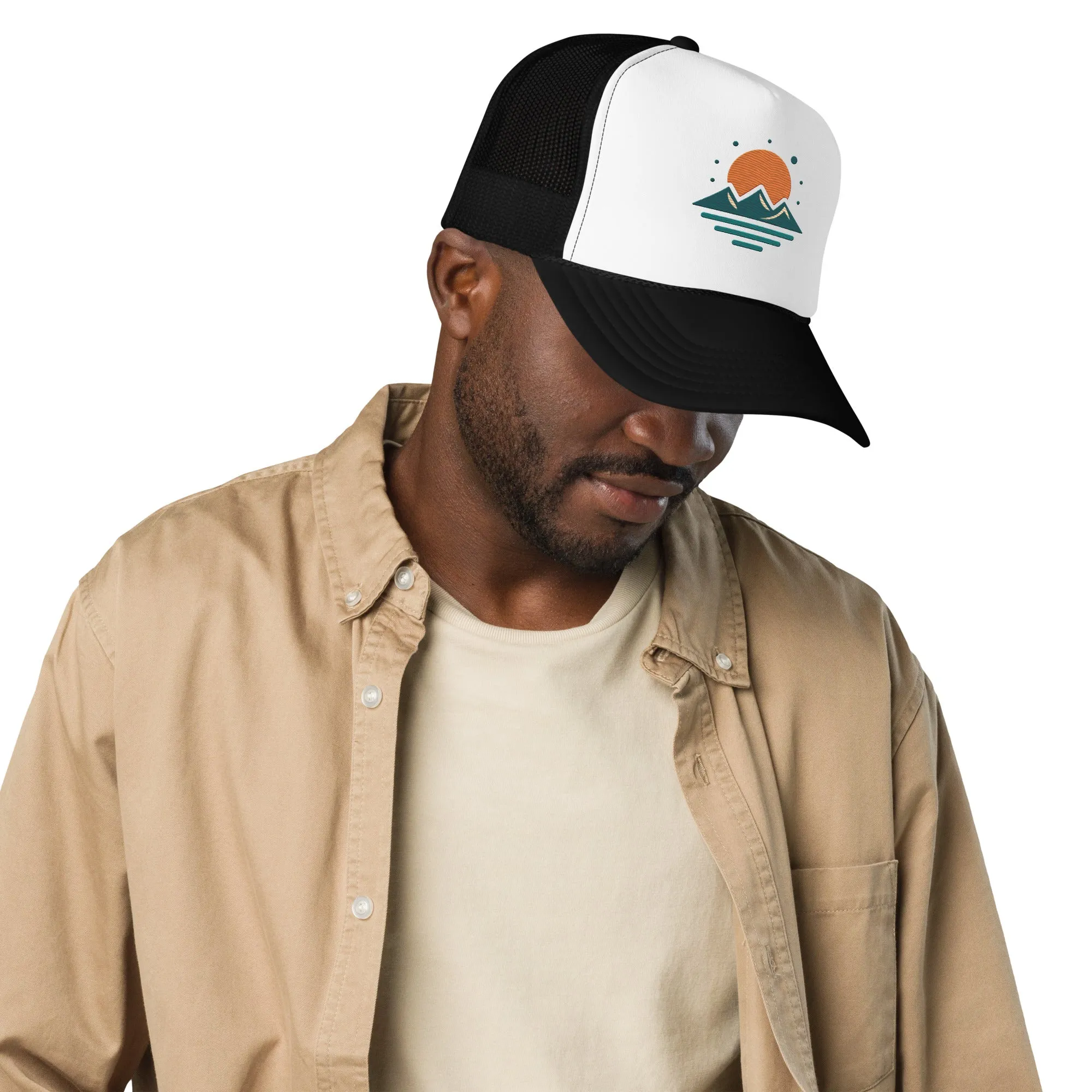 Sea, Mountain, and Sun Foam Trucker Hat