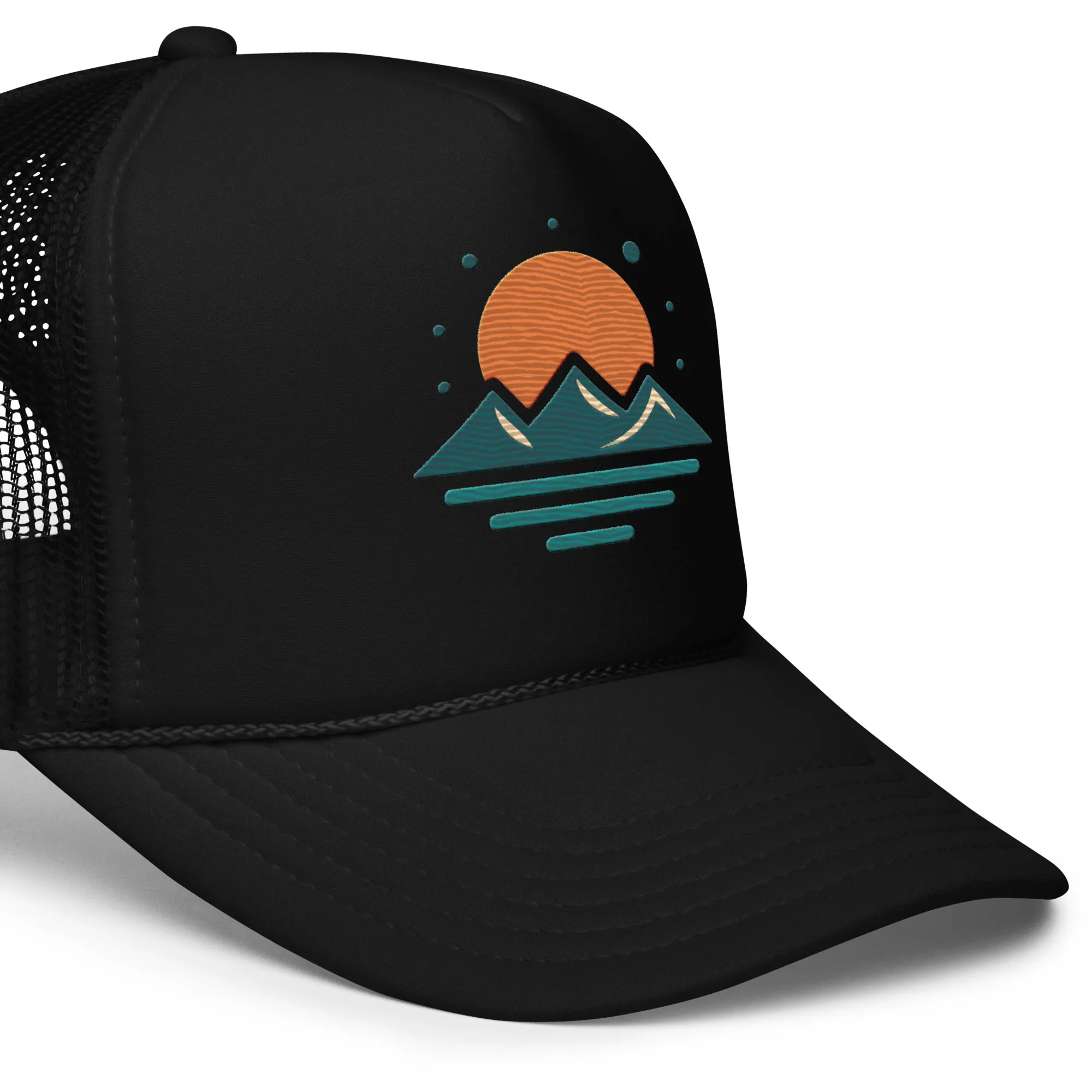 Sea, Mountain, and Sun Foam Trucker Hat