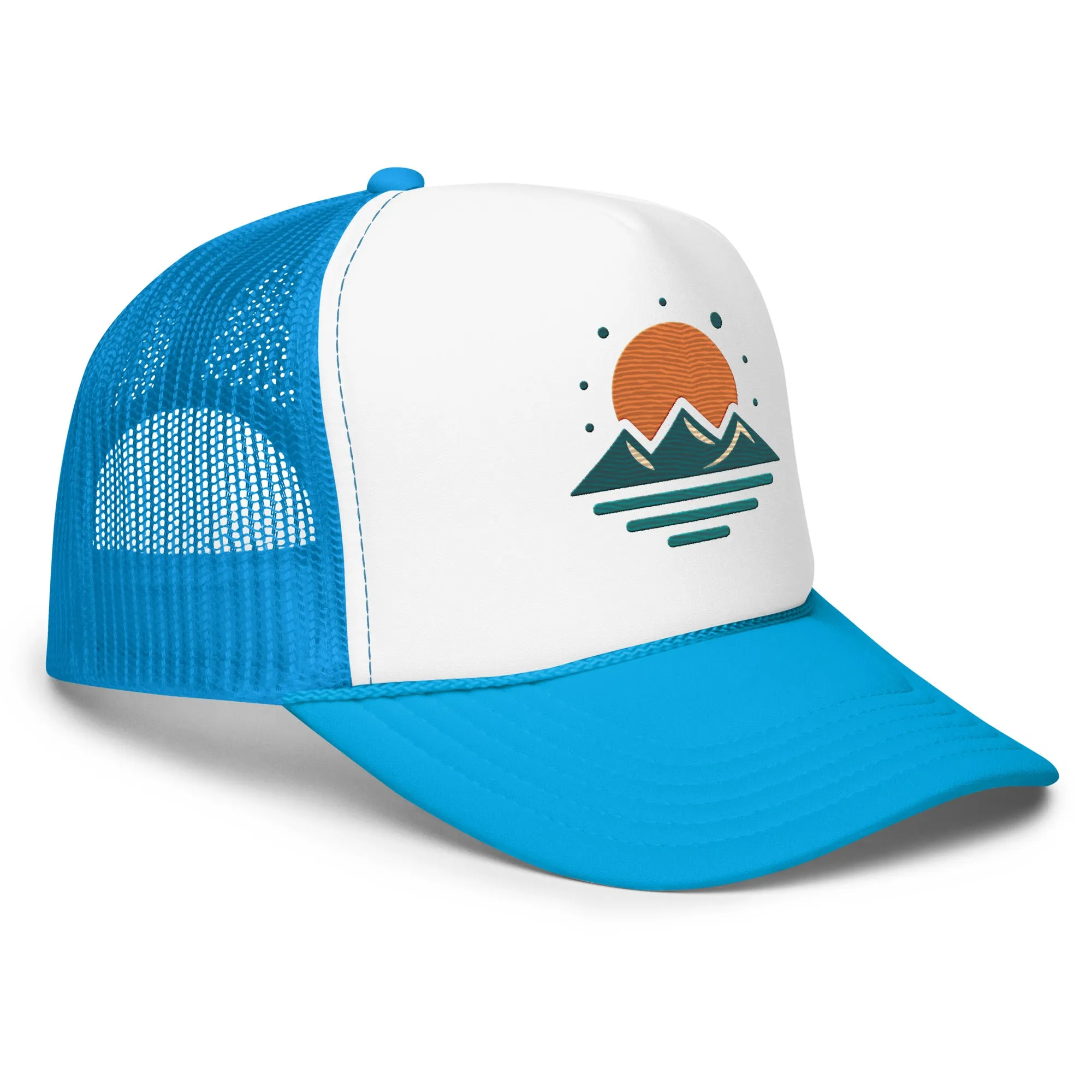 Sea, Mountain, and Sun Foam Trucker Hat