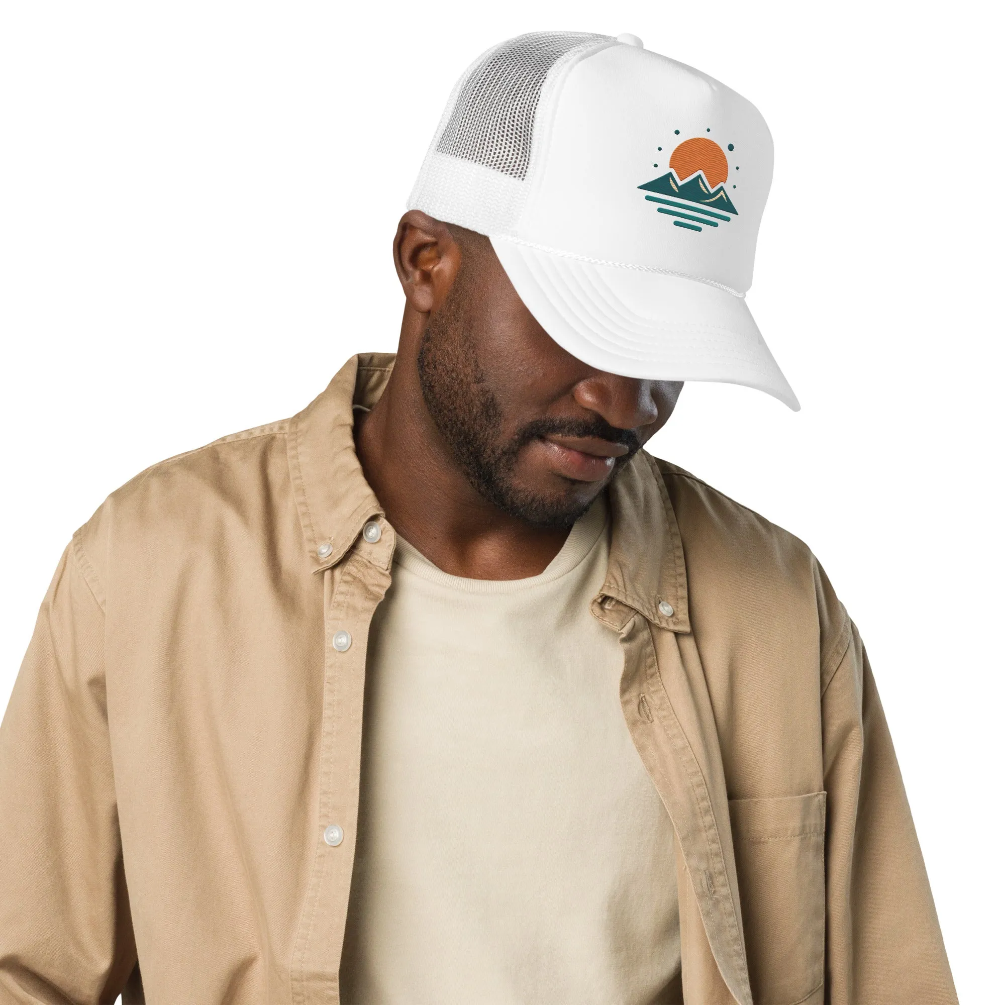 Sea, Mountain, and Sun Foam Trucker Hat