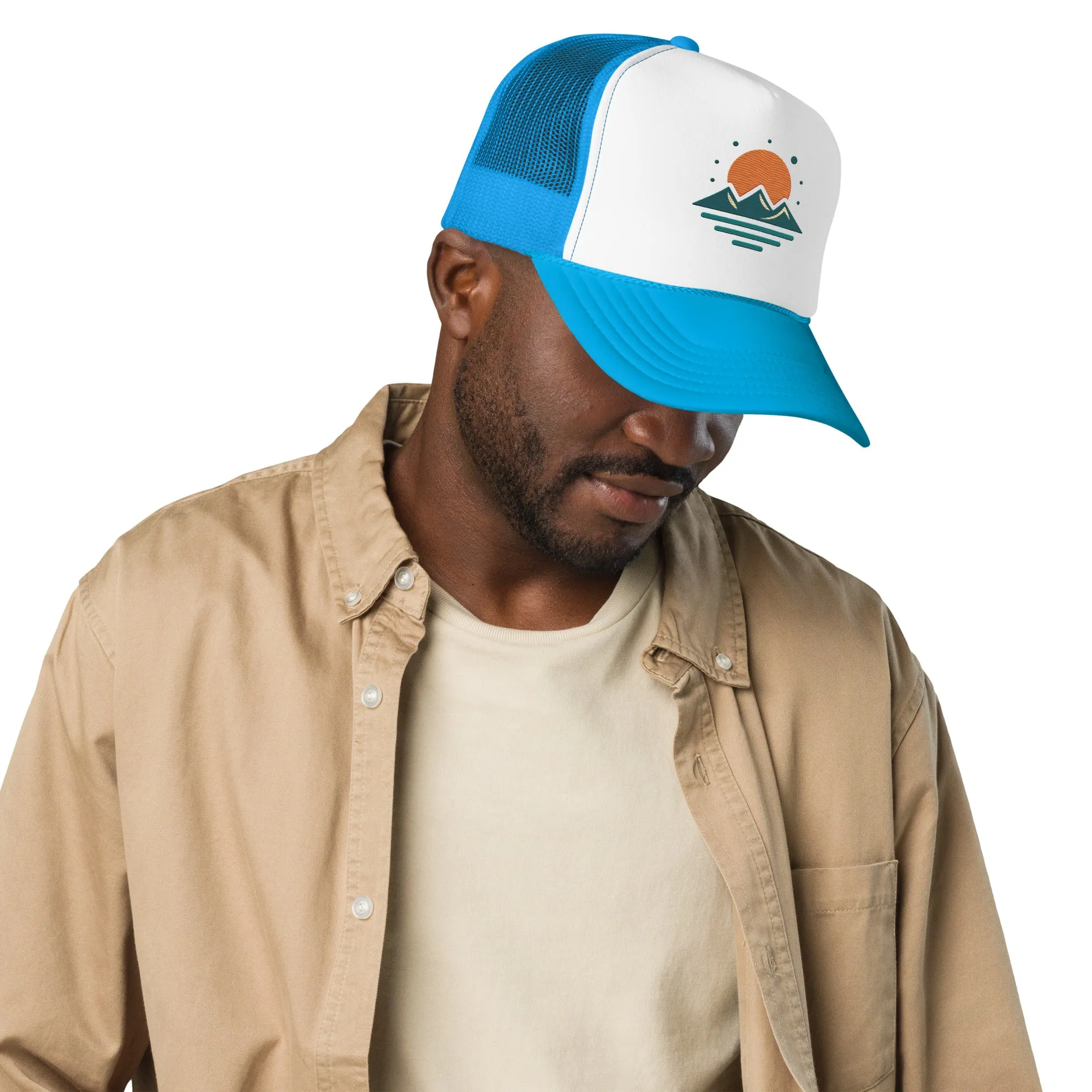 Sea, Mountain, and Sun Foam Trucker Hat